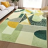 Tepook Green Area Rug for Living Room, 5x7 Indoor Carpet for Bedroom Washable, Non-Slip Abstract Print Kids Rug for Nursery Playroom Classroom Dorm Office Dining Room