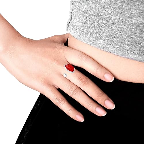 AeraVida Reconstructed Red Coral Triple Layer Floating Bubble Cotton R AeraVida Rectangular Bar Reconstructed Red Coral Inlay .925