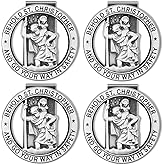 Frienda 4 Pieces St. Christopher Medal for Car, Metal Saint Christopher Visor Clip, Catholic Gifts, Go Your Way in Safety, Automotive Visor Accessories, Gift for Drivers, Families, Friends