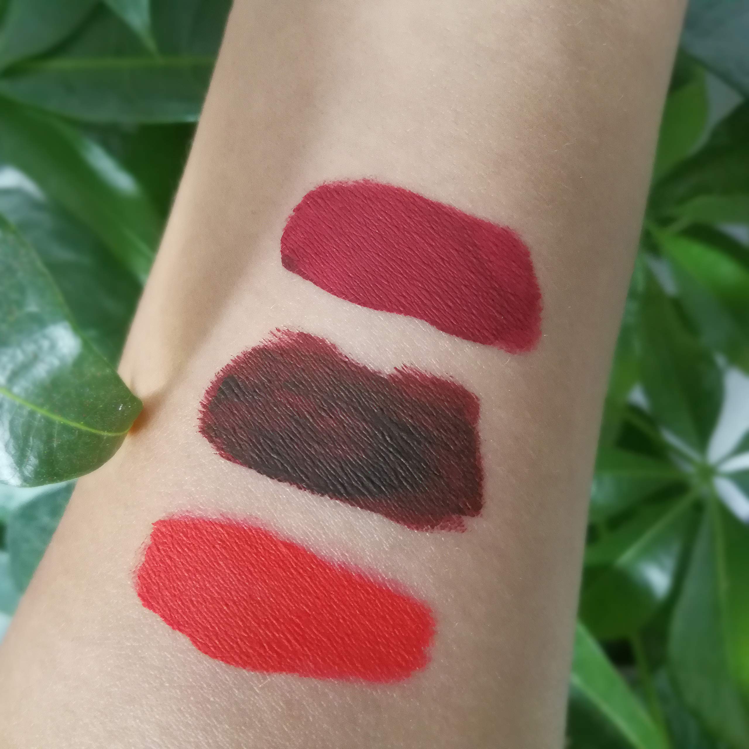 QIBEST 3 Pcs Matte Velvet Liquid Lipstick Lip Liner - 2 in 1 Double-End Nude Color Waterproof Long Lasting Durable Non-Stick Cup Makeup Set (Goth)