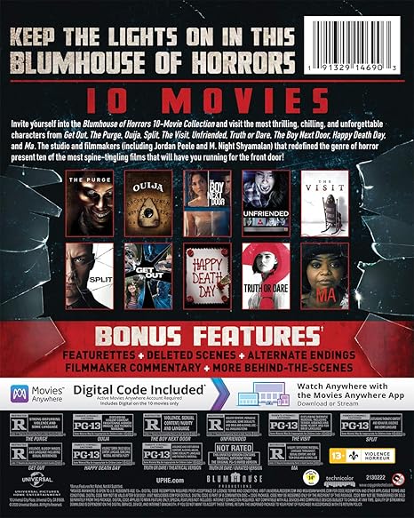 Amazon Com Blumhouse Of Horrors 10 Movie Collection Blu Ray Digital Blu Ray Ethan Hawke Olivia Cooke Jennifer Lopez Shelley Hennig Olivia Dejonge James Mcavoy Daniel Kaluuya Jessica Rothe Lucy Hale Octavia Spencer Lena