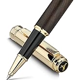 316 Luxury Journaling Pen, Nice Natural Wood for Writing, 24K Gold Accents, Schmidt refill, Fancy Rollerball, Wooden Gift Set for Men & Women, Executive & Graduation Work Christmas Pens-Blackwood