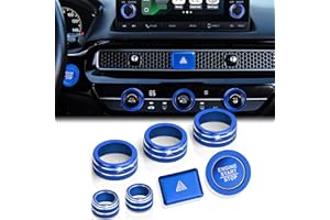 DvlynAuroa for Honda Civic Accessories 2022-2025 & Accord/CRV/HRV/Acura Integra 2023-2025, ADX 2025 - A/C & Audio Knob Covers, Hazard Light, Push Start Button Cover/Ring 8pcs (7-inch Screen, Blue)