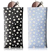 LVYUNF 2 Pcs Sunglasses Eyeglass Glasses Case, Soft Sunglass Case Portable Pu Leather Eye Glass Glasses Bag Anti-Scratch