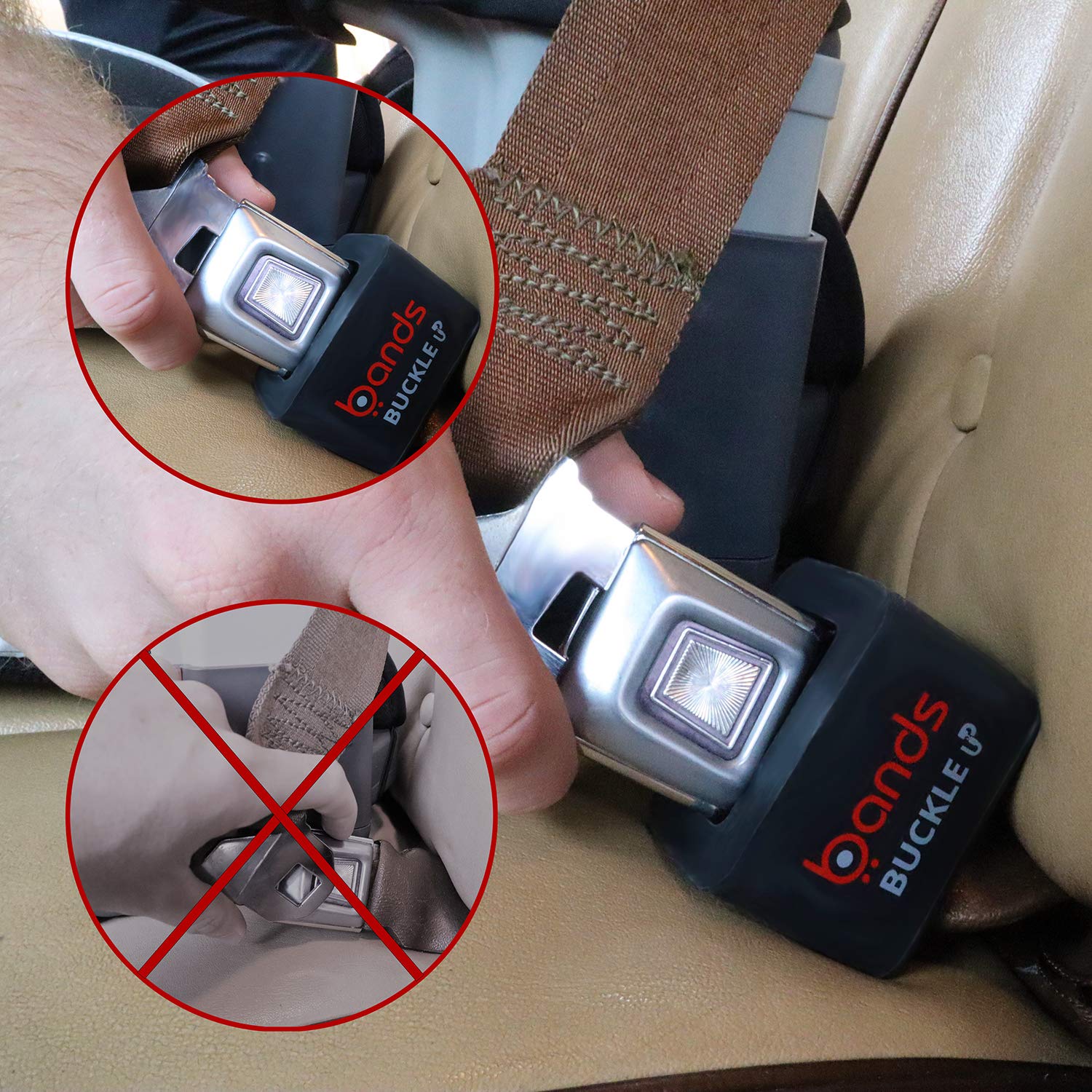 Bands 2 Pack Car Seat Belt Buckle Holder Easy Installation Toddler