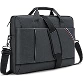 MicaYoung 15.6 Inch Laptop Shoulder Bag for Man Work Briefcase Slim Computer Carrying Case Handbag with Shoulder Strap, Black Grey