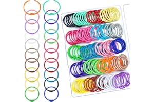 Bercoor 120 PCS Binder Rings 1 1/5 Inch Metal Book Rings for Index Cards Flashcards Rings, Small Loose Leaf Binder Rings Key Rings Notebook Paper Rings for School Office Home, 20 Colors