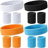 ONLYFU 78 PCS Neon Sweatbands, Colorful Sport Headband Wristband Set for Man and Women, Breathable Terry Cloth Athletic Sweat Bands for Basketball Tennis Running Yoga, Multicolor