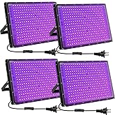 Waygor 300W LED Black Lights for Glow Party, Black Light Flood Light IP65 Waterproof 395nm UV Blacklight Floodlight Purple Black Light Spotlight Fluorescent UV Light Lamp for Halloween Decor (4 Pack)