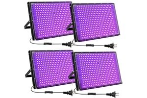 Waygor 300W LED Black Lights for Glow Party, Black Light Flood Light IP65 Waterproof 395nm UV Blacklight Floodlight Purple Black Light Spotlight Fluorescent UV Light Lamp for Halloween Decor (4 Pack)