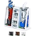 GoSports Premium Wooden Golf Bag Organizer and Storage Rack - Black, White or Brown Finish - Holds 2 Golf Bags