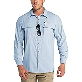 Outdoor Ventures Men's UPF 50+ UV Sun Protection Shirt, Long Sleeve Hiking Fishing Shirt Cooling Quick Dry for Safari Travel