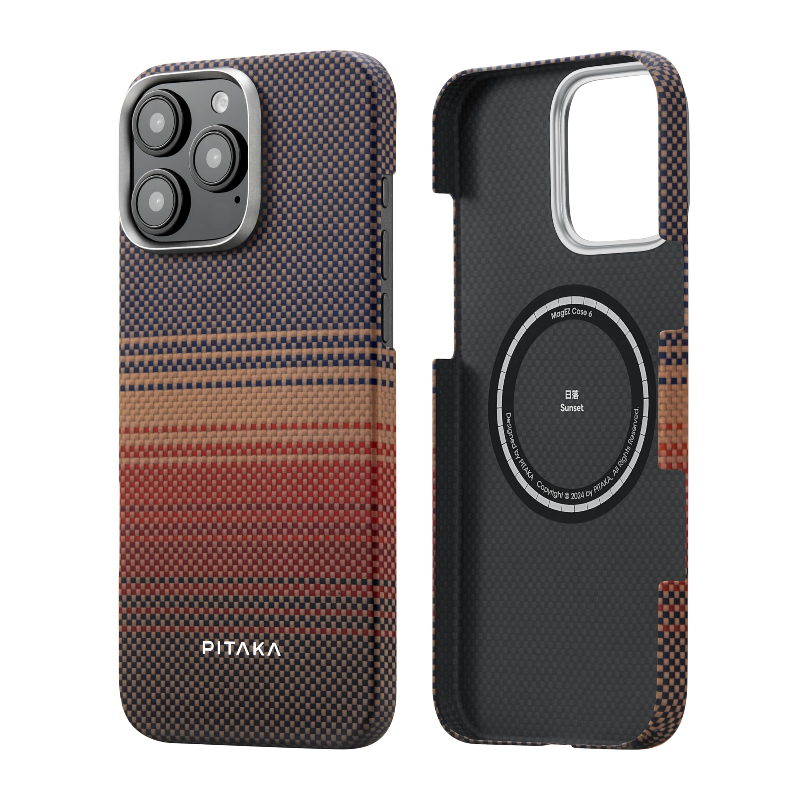 PITAKA Magnetic Case for iPhone 16 Pro Lightweight and Slim Aramid Fibre Protective Case with Premium Texture and Precise Cuts [MagEZ Case 5-Tactile Woven] Sunset