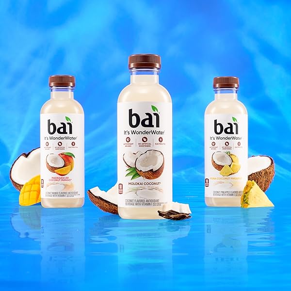 BAI ANTIOXIDANT INFUSED WATER BEVERAGE, MADAGASCAR COCONUT MANGO, WITH VITAMIN C AND NO ARTIFICIAL SWEETENERS, 18 FLUID OUNCE BOTTLE, 6 PACK