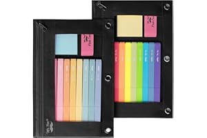 Mr. Pen Fabric Pencil Pouch with 3 Binder Holes, Black, Set of 2