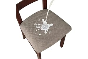 Genina Waterproof Seat Covers for Dining Room - Dining Chair, Kitchen Chair Covers slipcovers (Taupe, 4 Pcs)