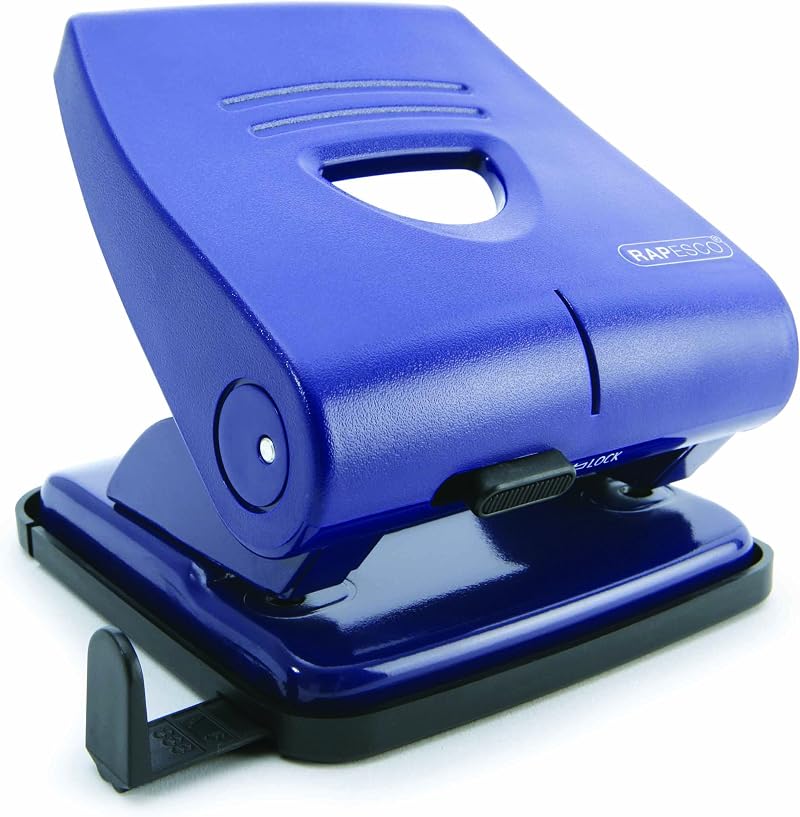 Rapesco 827-P PF827PL2 2-Hole Punch 30 Sheet Capacity Blue