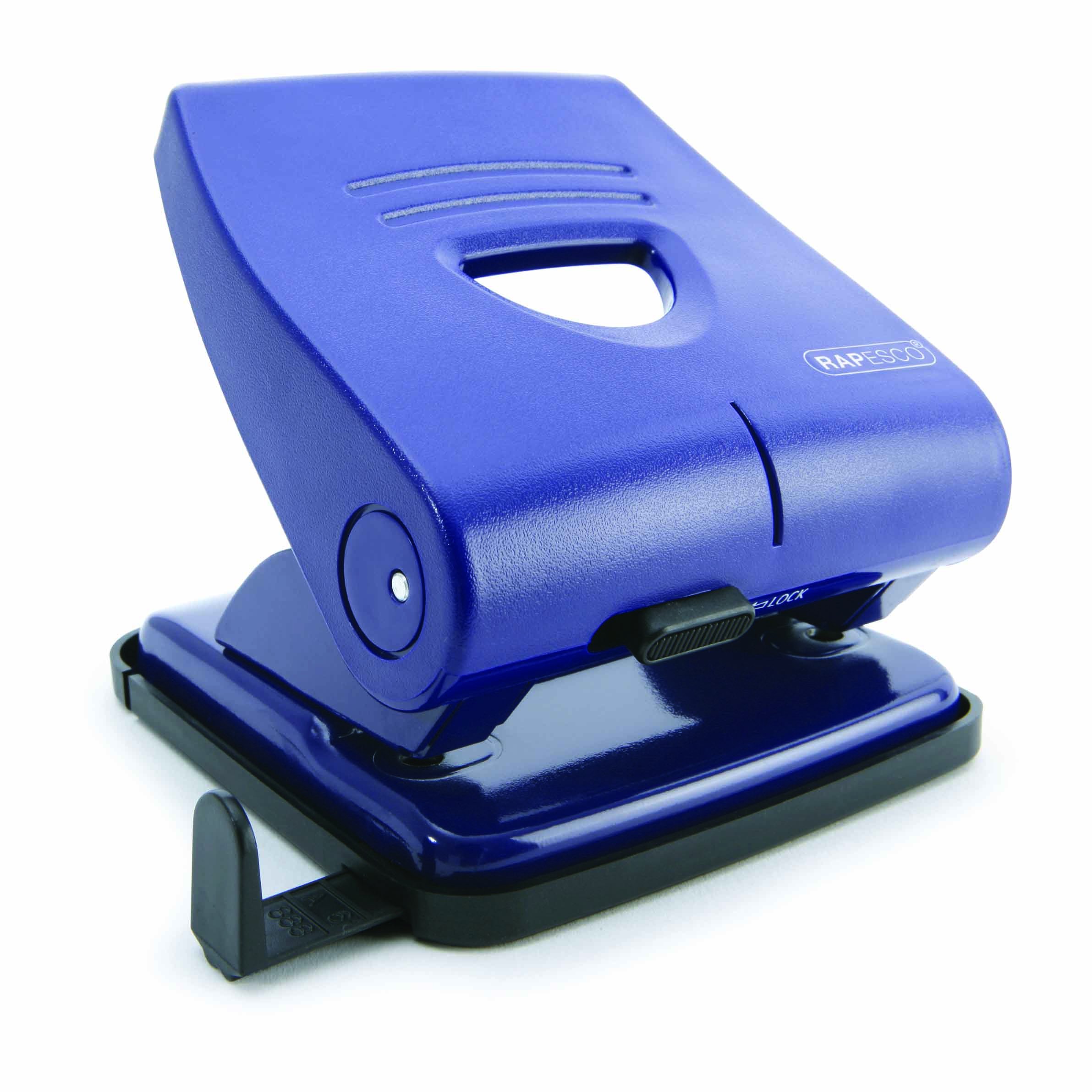 Rapesco PF827PL2 827-P 2-Hole Punch, 30 Sheet Capacity, Blue
