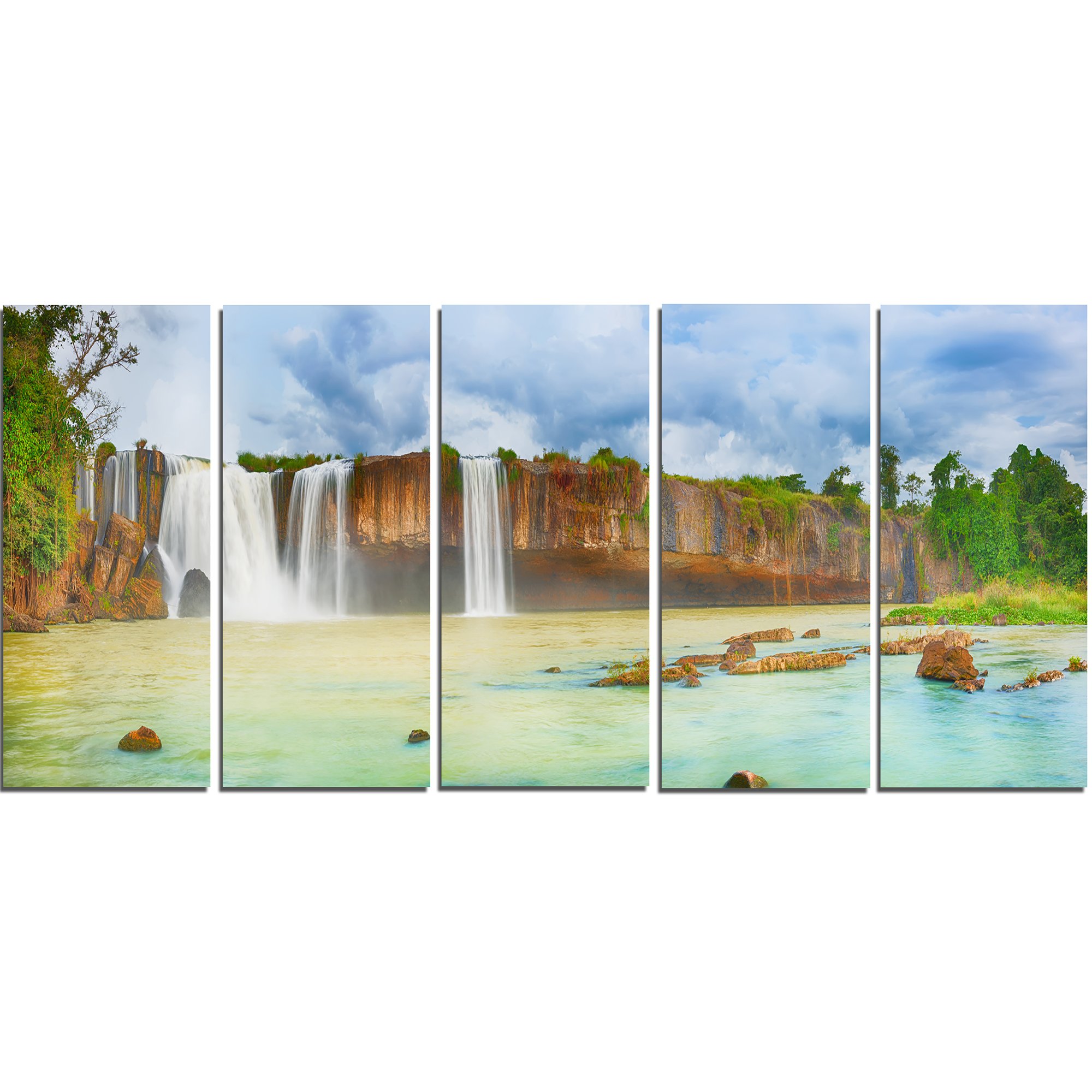 Photo 1 of Designart Dry Nur Waterfall Panorama-Photography Canvas Print-60x28-5, 60x28-5 Equal Panels