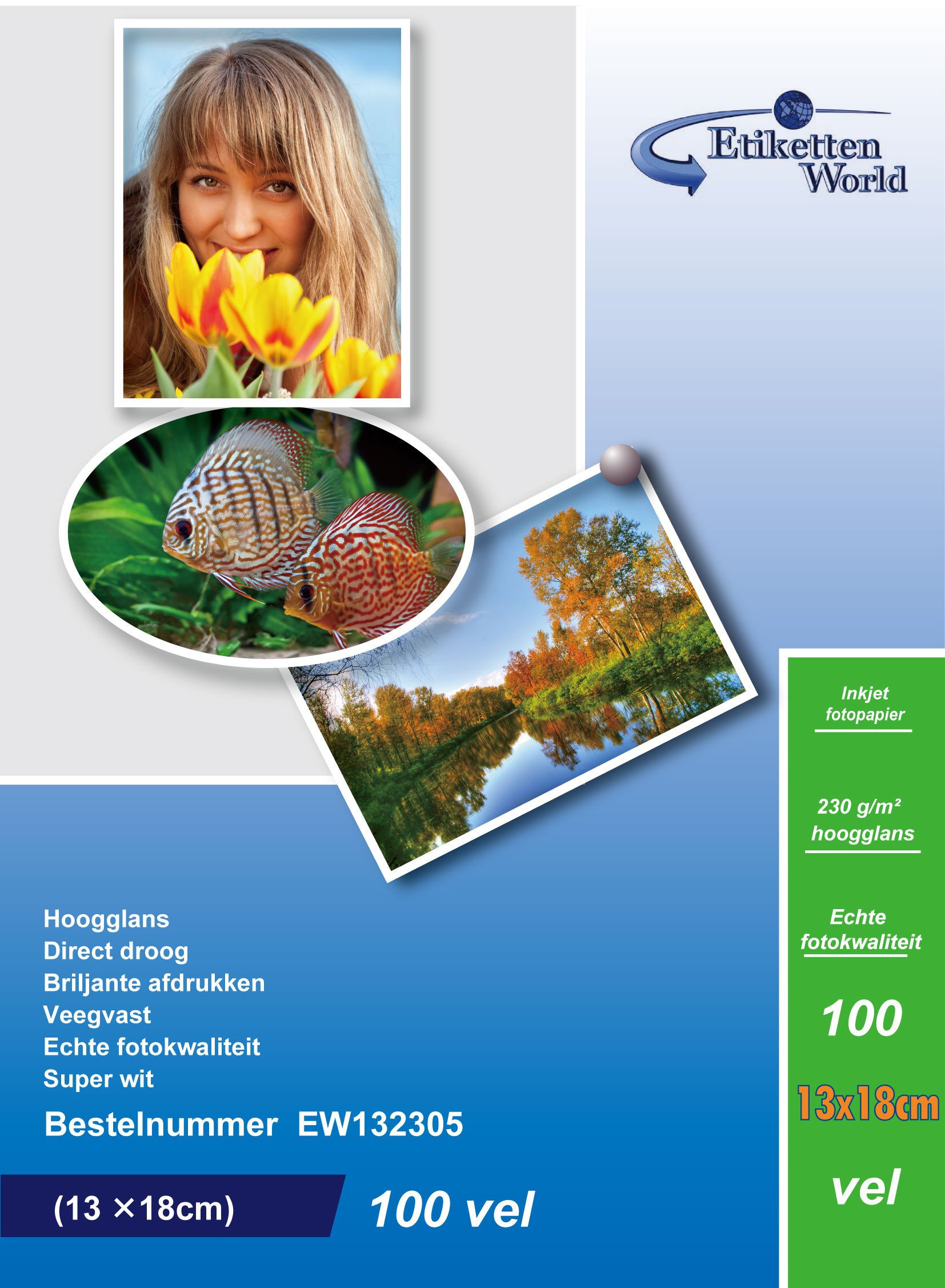 100 Sheets of EtikettenWorld Photo Paper 13 x 18 cm 230g/m² high-Glossy Water-Proof