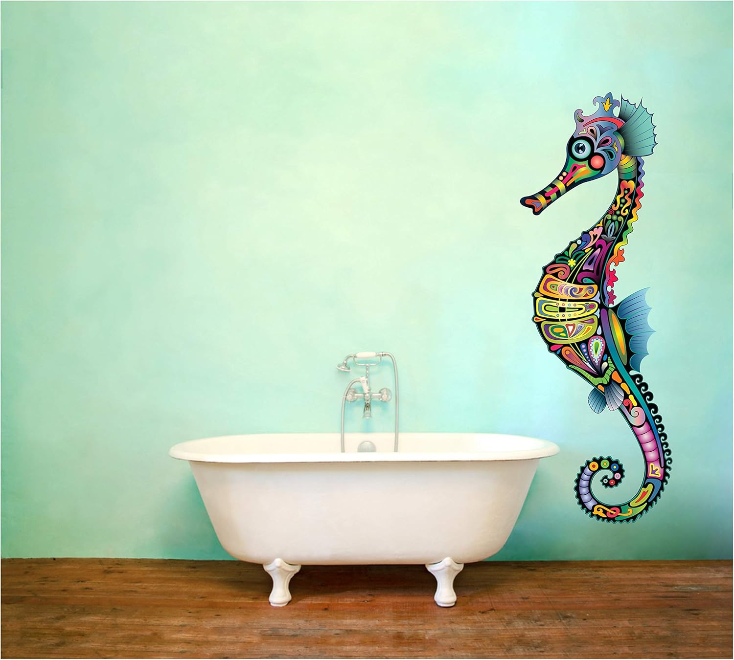 Large Abstract Seahorse Full Colour Wall Sticker Vinyl Decal Wall Art