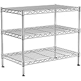 VANZBON 750lbs 3-Tier Wire Shelf Rack,24" Dx14 Wx22 H,Kitchen Metal 3-Shelves Rack with Lockable Wheels,Height Adjustable Wire Shelving Unit and Storage for Living Room,Laundry,Office,Pantry,Studio