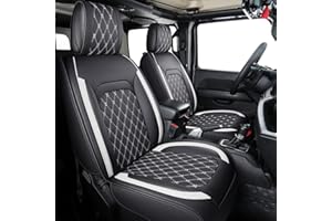 Aierxuan Jeep Wrangler JK JL 4-Door Seat Covers Full Set Custom Fit 2007-2024 Unlimited X Rubicon 392 Sahara Willys Sport High Altitude 4X4 Truck Pickup Waterproof Leather (Full Set/Black-W)