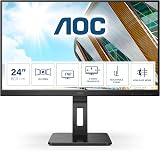 AOC 24P2QM 24 Inch FHD VA Monitor 75Hz 4ms USB Hub Speakers Height Adjust Black view 2