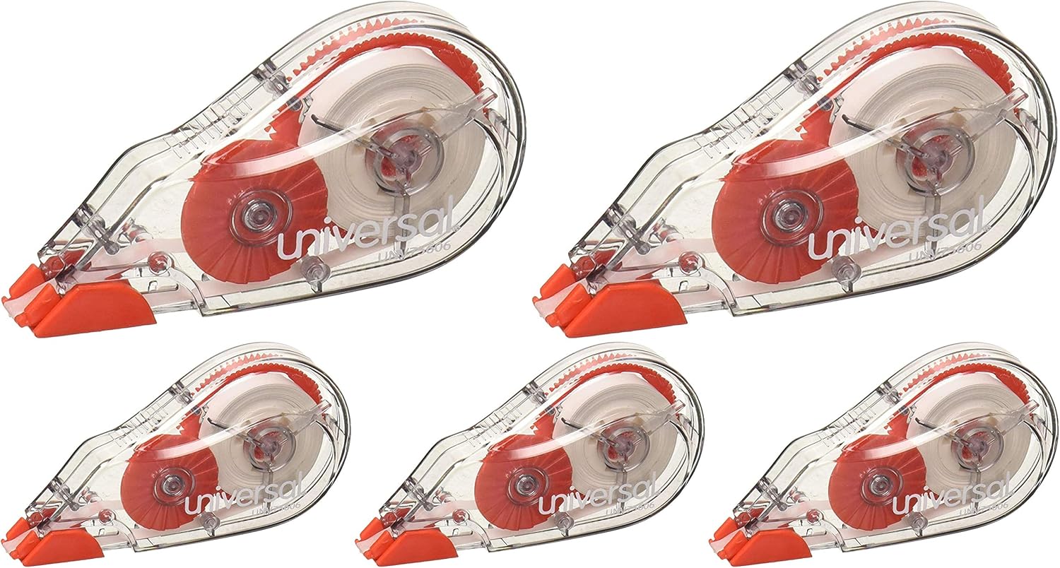 UNV75606 - Universal Correction Tape with Two-Way Dispenser, Non-Refillable, 1/5" x 315", 6/Box : Office Products