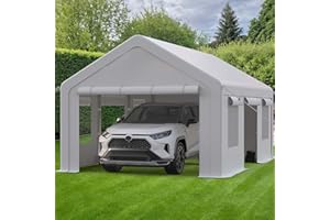 12x20FT Heavy Duty Carport Canopy – Portable Garage & Party Tent, Waterproof & UV Protected Outdoor Vehicle Storage Shelter f