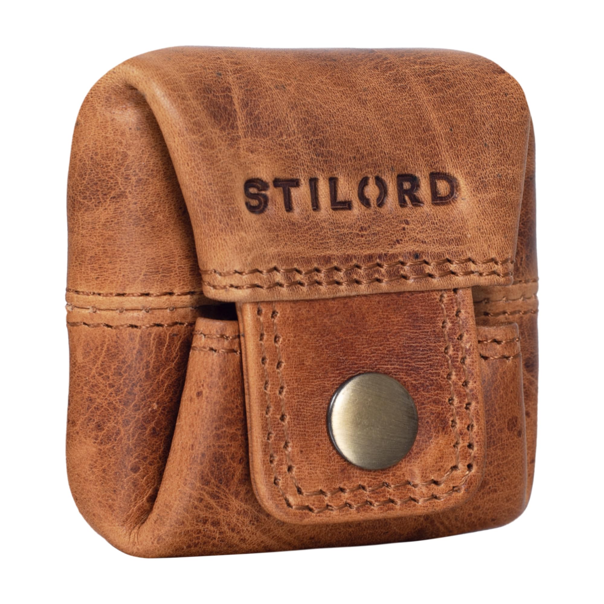 STILORD Claron Mini Coin Pouch Leather Coin Purse Small Vintage Wallet Slim Purse for Change Men Men Women Genuine Cow Hide in Gift Box Colour:Kara - Cognac