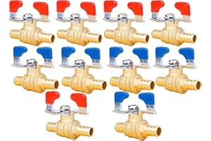 WHK 10 PCS Pex Ball Valve 1/2 Inch PEX Brass Full Port Shut Off Ball Valves,Pex Shutoff Valve 1/2" Pex Barb Water Sink Ball V