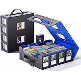 Dufvrpe Trading Card Storage Box, 3500+ MTG Deck Box with Commander Display | All-in-one card storage set with 4 dividers, 30 labels, dice box, acrylic holders, dual displays &amp; lid-secured handle