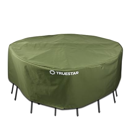 Truestar Veranda Round Patio Table and Chairs Cover 70 inch Water-Proof and Durable Outdoor Furniture Cover W/TPU & Acupuncture Cotton Dinning Set Cover, All Year Round Protection