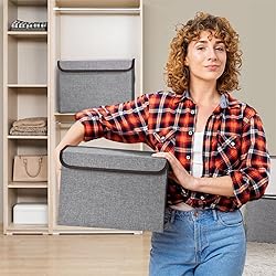 Bagnizer Linen Fabric Foldable Storage Cube Bin