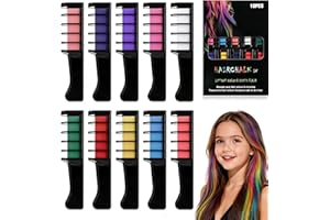 UUZO 10 Colors Festive Fun Hair Chalk Combs, 2026 NewTemporary Glitter Hair Colors Hair Chalk Combs, Washable Quick Dry Vibrant Temporary Colorfor Birthday Party, Christmas Giftsfor Teenage and Girls