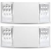 Nothing But LEDs LED Emergency Light, White | Dual-Head Exit Fixture with Battery Backup, UL Listed, Commercial Grade, 120/277V, Hardwired Emergency Lights for Business Indoor 2-Pack