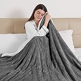 ESTINGO Electric Blanket Full Size, Heating Blanket Full with 6 Heating Levels & 1-10 Hours Auto Off, Machine Washable Plush Heating Blanket with Timer for Bed Camping Office 72" x 84", Cool Gray