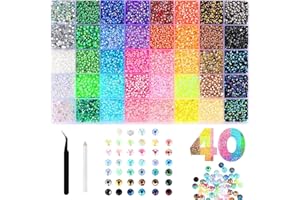 40 Colors 32000Pcs 3mm Resin Rhinestone Bedazzling Kit - Flatback Crystal Gems for Clothing, Shoes, Nails, DIY Crafts & Decor