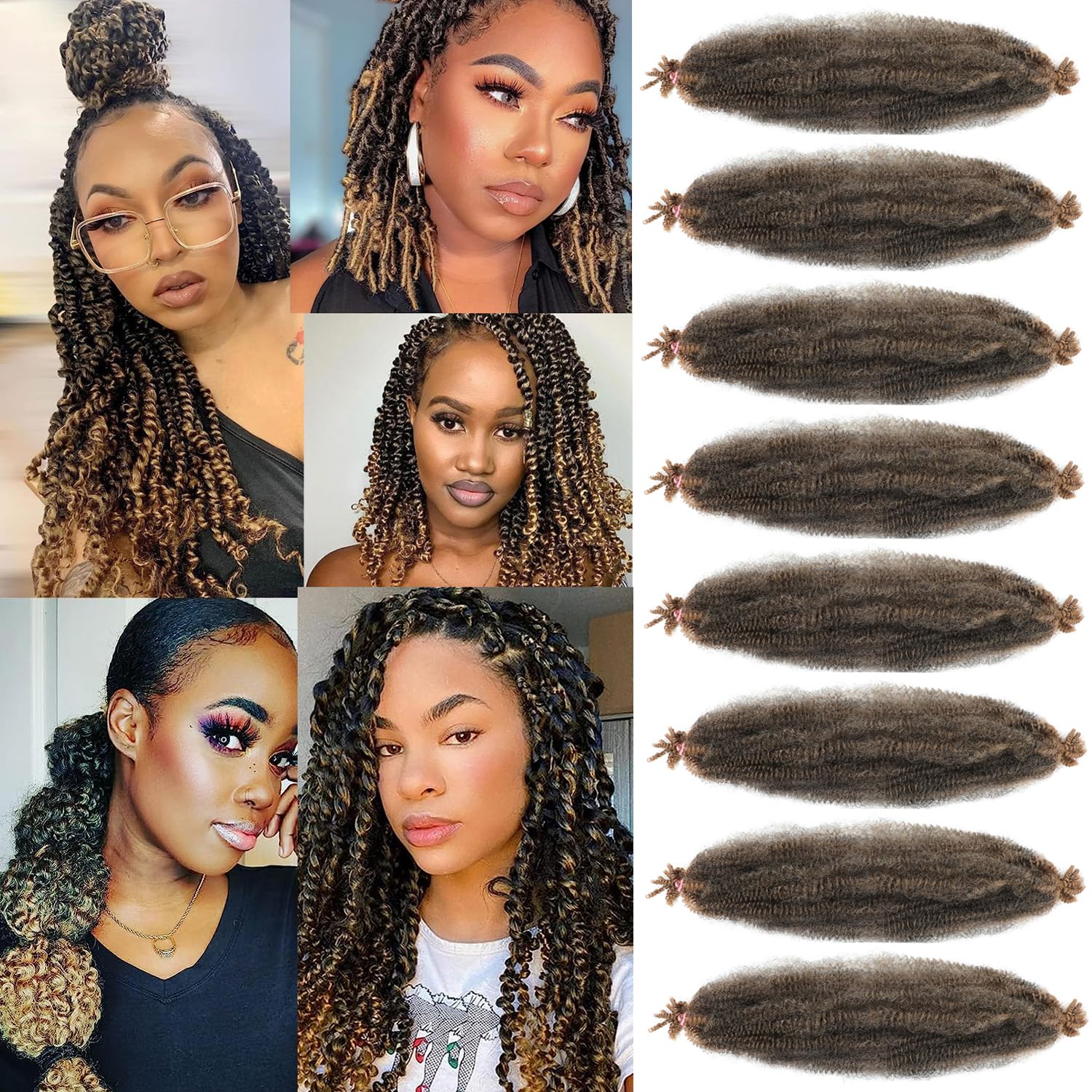 3 Pack Marley Twist 14 Inch Pre-Separated Springy Afro Twist Extension Afro Kinky for Braiding (#T27, 14 Inch (Pack of 8)) — image 1
