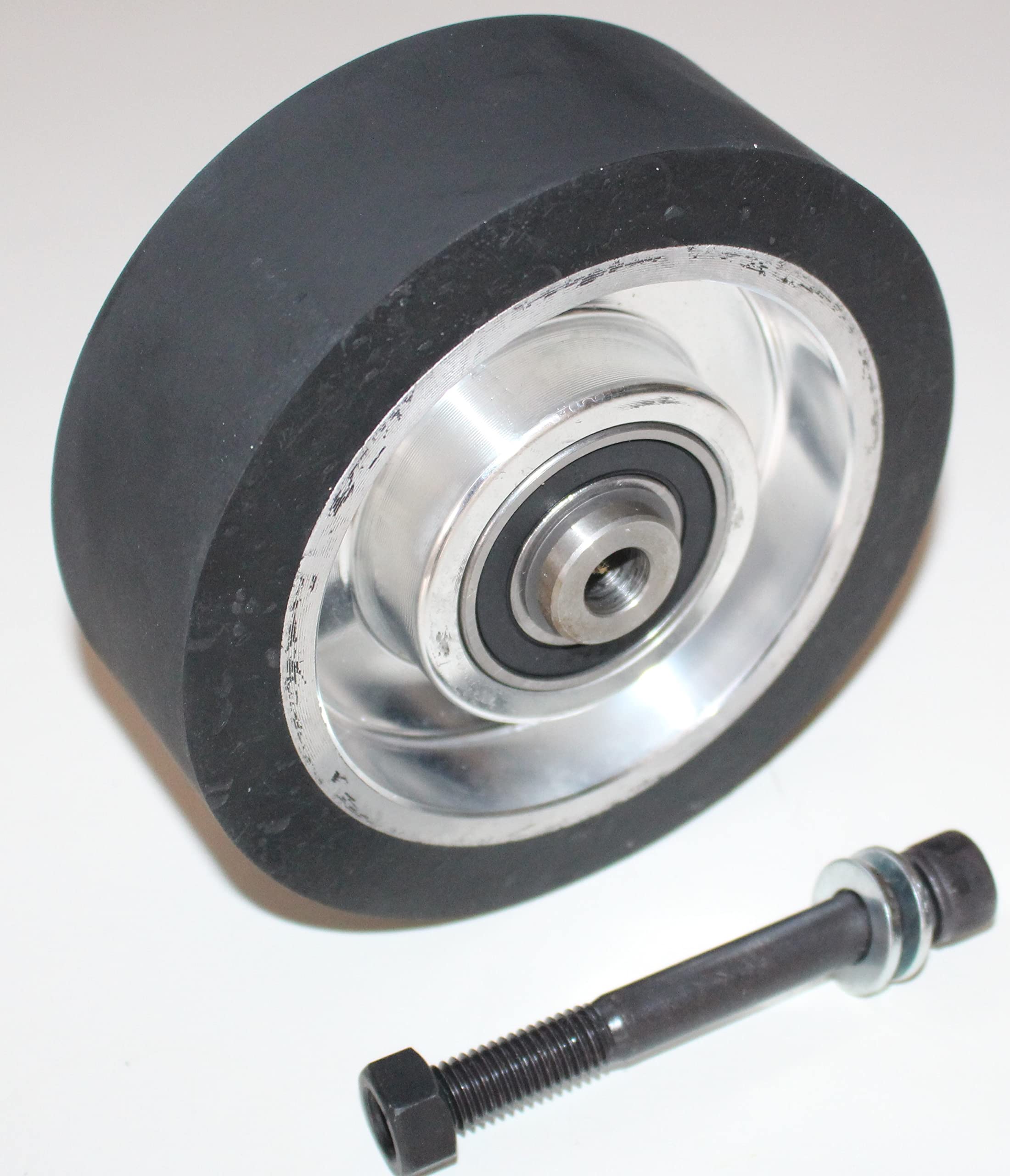 150 x 50 mm Rubber Contact Wheel Belt Sander Smooth Surface Aluminium Core - With 12 mm Shaft - Ready for Assembly