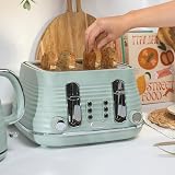 Salter Ripple Sage Toaster & Kettle Set 4-Slice 1630W 3kW Auto Shut-Off view 4