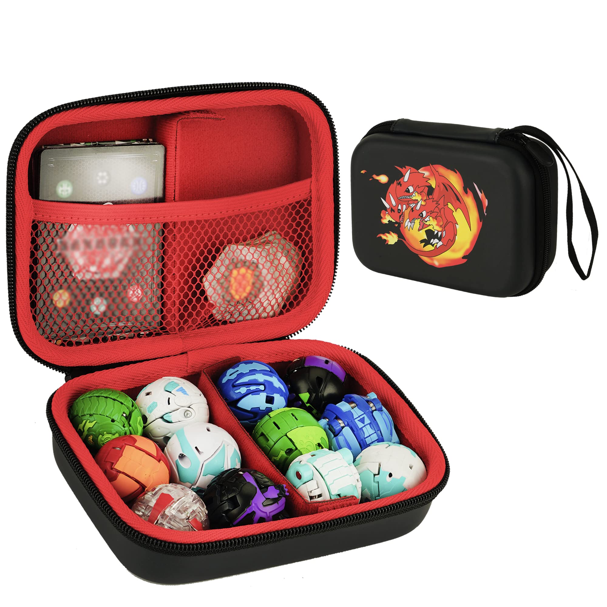 Yosuny Toy Organizer Storage Case Compatible with Bakugan Figures, BakuCores and Fighter Figures, Mini Toy Container Carrying Case (Black)(Toys not Included)