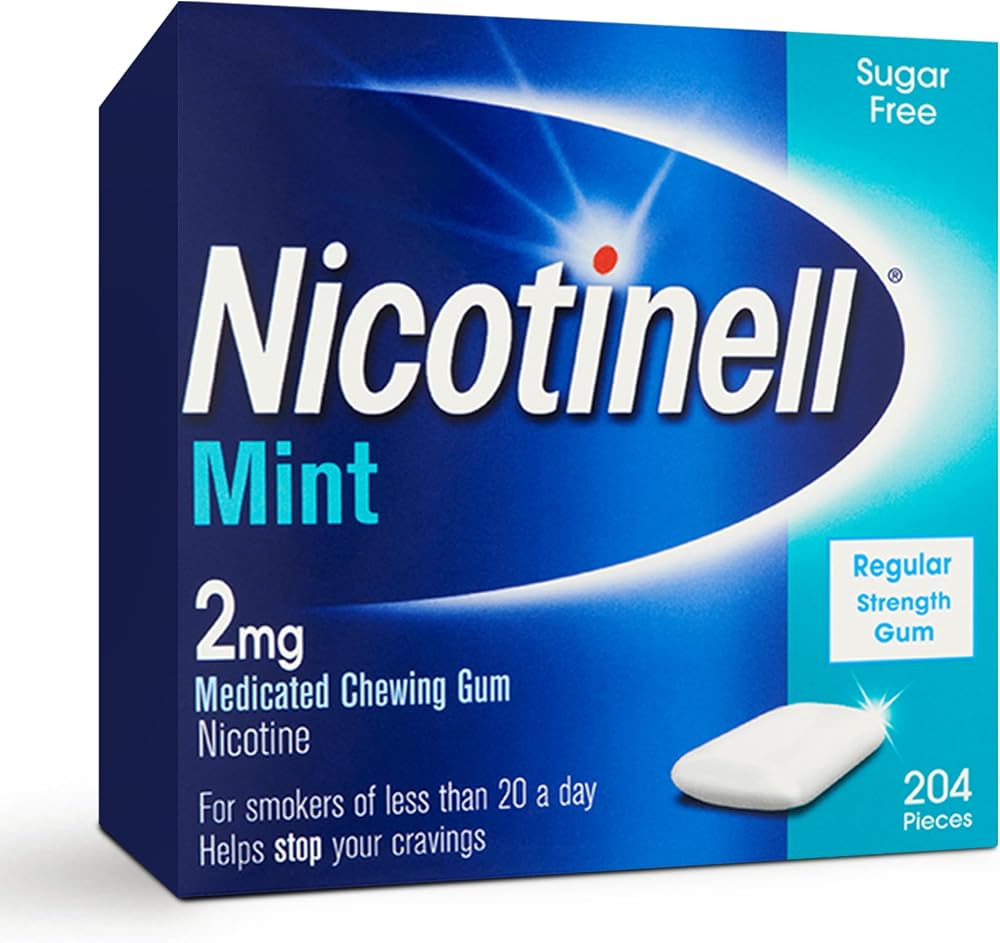 Nicotinell Mint Gum 2mg Mega Pack 204 Pieces Stop Smoking Aid