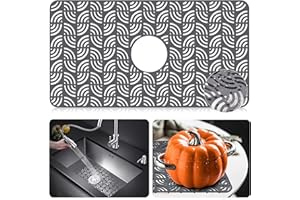 KUODIEOR Premium Silicone Sink Protector for Kitchen Sink, 26''x 14''Kitchen Sink Mat Grid with Center Drain, Upgrade Heat Resistant & Non-Slip, Perfect for Bottom of Farmhouse Stainless Steel Porcelain Sink