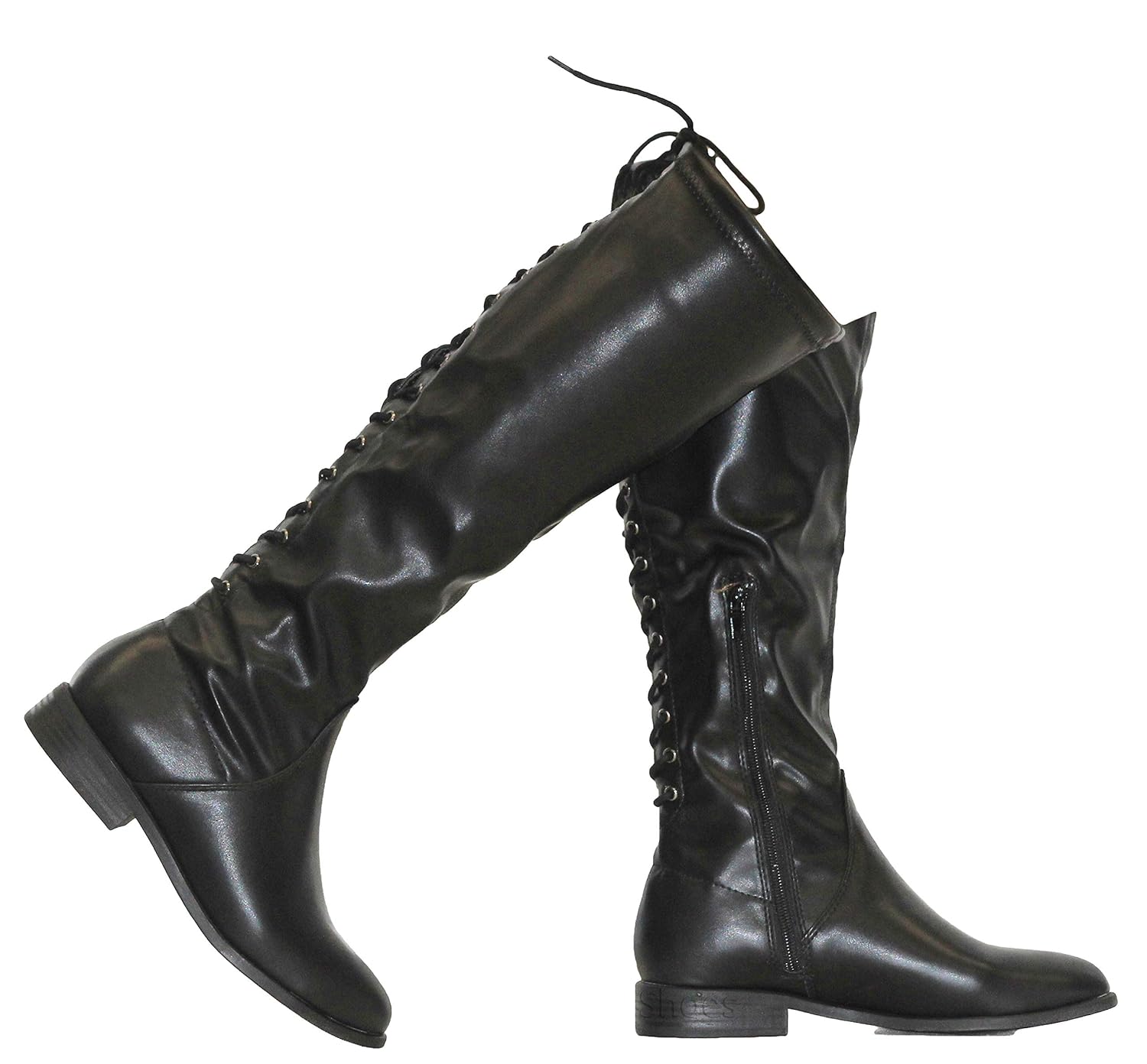 flat over the knee boots lace up back