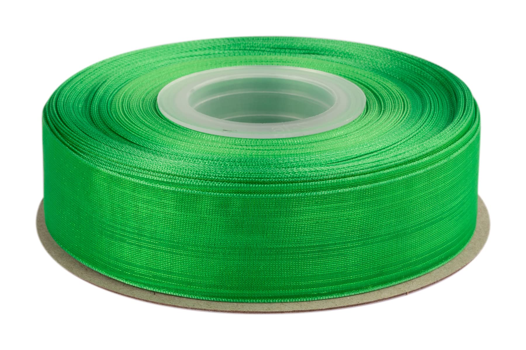 Ribbonitlux 25mm Sheer Organza Ribbon, Classic Green Shimmer Chiffon Ribbon 45M-Roll, Ideal for Wedding Events Christmas Decaration Making Floral Bouquets DIY Crafts
