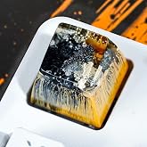 GIKZO Whale Shark Orange Dark Ocean Reef Artisan Keycap, 1U ESC, R1 SA Profile, Custom Handmade Resin Key Cap for Cherry MX Mechanical Keyboard, Cool Tech Gift for Men, Dad, Gamers and Sea Lovers