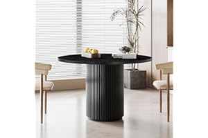 SIMTONAL Round Dining Table Wood Kitchen Table Pedestal for Dining Room Living Room, 40" Black Dinning Room Tables for 4, Farmhouse Dinner Table with Solid Wooden Base(Only Table)