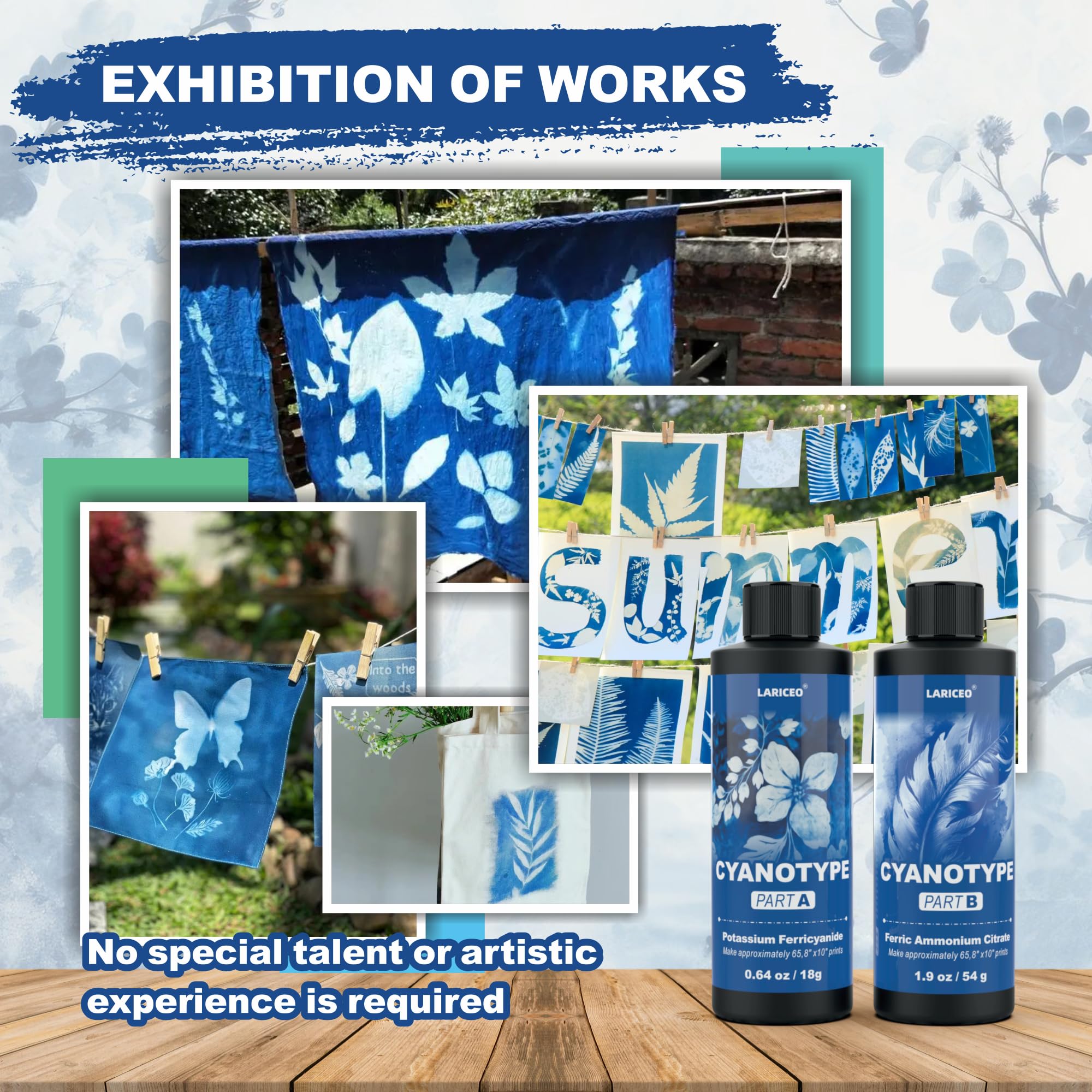 16oz Cyanotype Sensitizer Kit, Easy to Store Cyanotype Chemicals Dye Powder for Photographic Blueprints on Paper and Fabric, Sun Printing Kit for Beginners and Artists